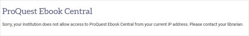 Ebook Central access issues (fix)